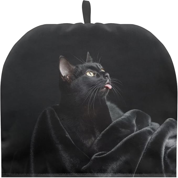 Black Cat Pattern Cow Tea Cozy for Teapot Thanksgiving Day Customized Teapot Covers Dome Teapot Cover with Handle Dust Cover Kitchen Kettle Dust Cover Can Hung and Folded 竊뉰lack竊?"<div>