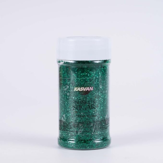 Kasvan Sanding Sugar Sprinkles - Edible Sugar Crystals, Baking Cake Decorations, Ice Cream Toppings cupcake Decorating, Wedding Party Chirstmas Supplies, 85g/3.2oz (Dark Green)