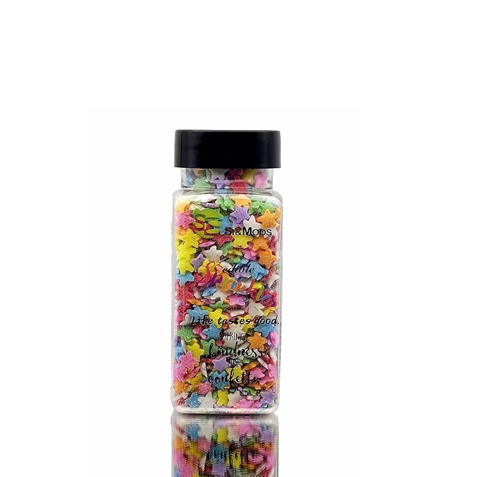 SE Si&Moos Rainbow Star Sprinkles for Cake Decorating Edible Confetti Sprinkles Rainbow Sprinkles Edible Star Cake Decorations , Cupcake, Ice Cream, Dessert Toppings Party Baby Shower Holiday Supplies 3 OZ