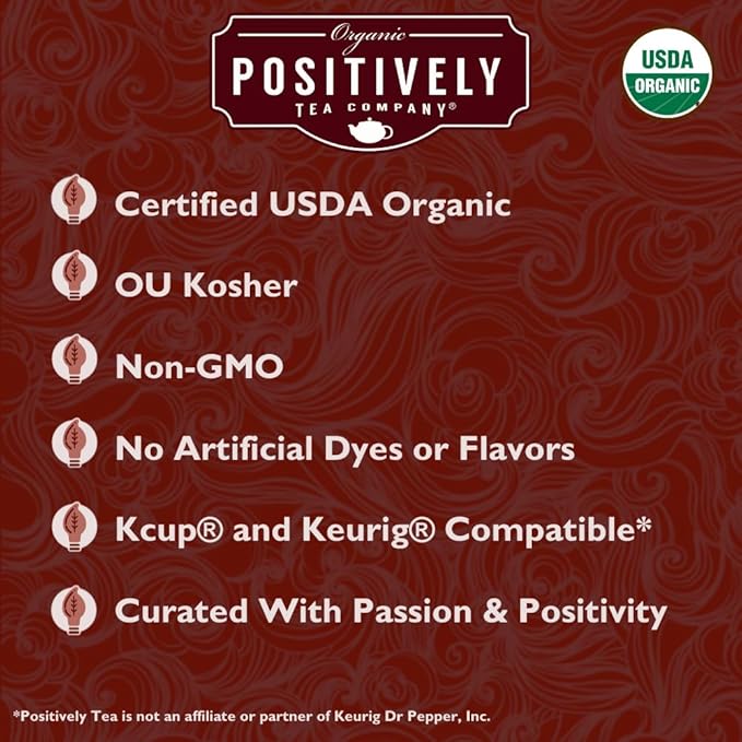 Organic Positively Tea Company, Blood Orange Vanilla Rooibos Tea, K-Cup Compatible, 96 Pods