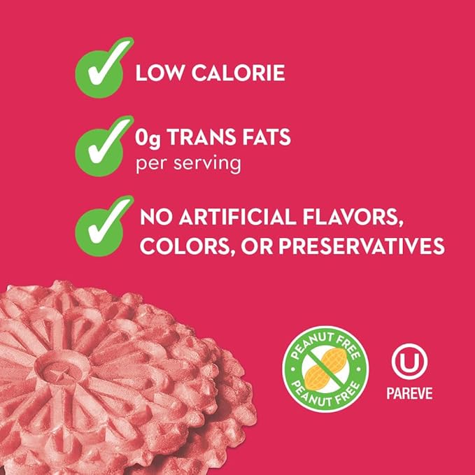 Reko Pizzelle Authentic Italian Style Waffle Cookie, Strawberry, 7 Ounce (Pack of 1)