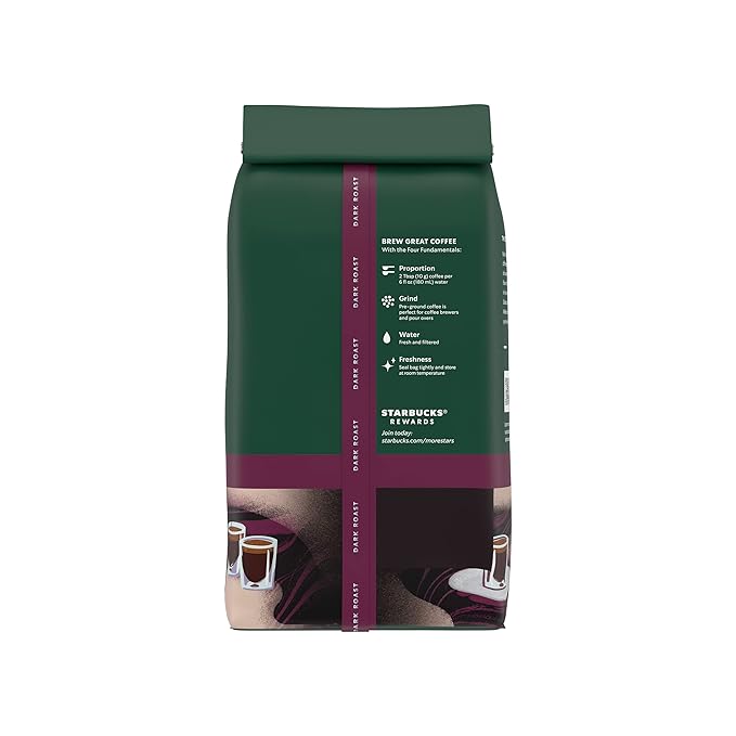 Starbucks Ground Coffee, Dark Roast Coffee, Espresso Roast, 100% Arabica, 1 bag (28 oz)