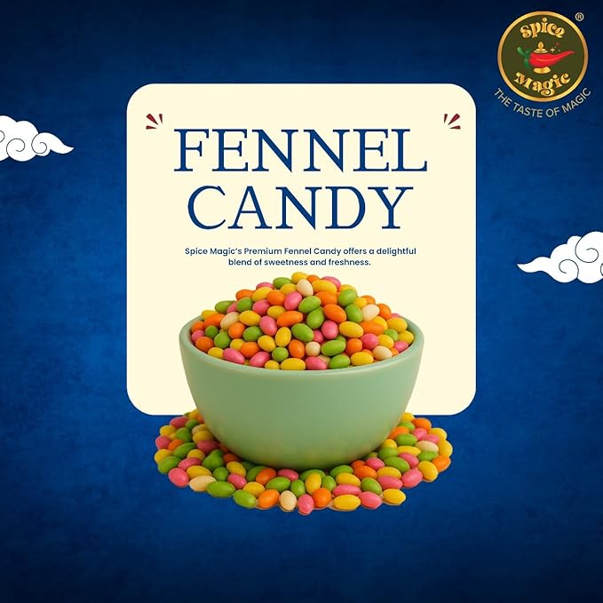 Spice Magic Fennel Candy ??7 oz (200g) | Sweet & Refreshing Mouth Freshener | Traditional Indian Saunf Mukhwas | Digestive Delight (7oz (200g), Fennel Candy)