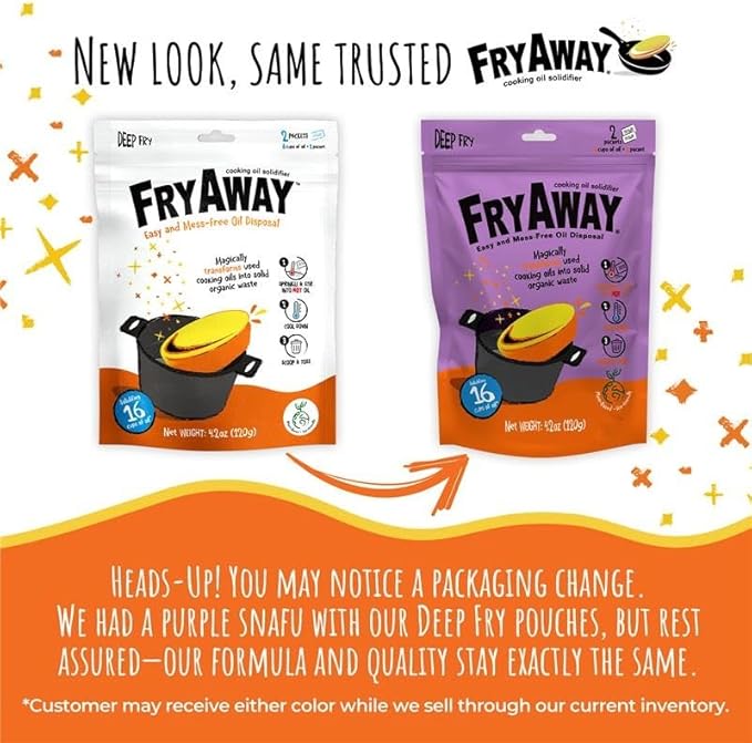 FryAway Cooking Oil Solidifier, Vegetable/Canola Oil Hardener for Easy Disposal, Natural Oils Solidifies, Grease Solidifying Powder, Waste Solution As Seen on Shark Tank, Deep Fry, Up to 1 Gallon