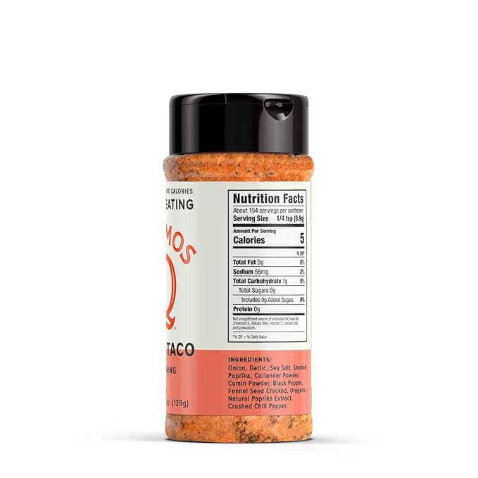 Kosmos Q Taco Seasoning, Bold Natural Fajita & Taco Spice Mix for Beef, Chicken, Pork & Veggies, with Smoked Paprika, Garlic, Cumin & Fennel Seed, Sugar-Free, Paleo & Keto Friendly, 4.9 Oz Bottle