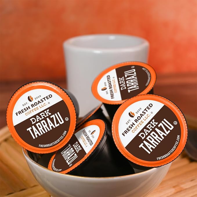 Fresh Roasted Coffee, Dark Costa Rica Tarrazu, Dark Roast, 24 Pods for K Cup Brewers