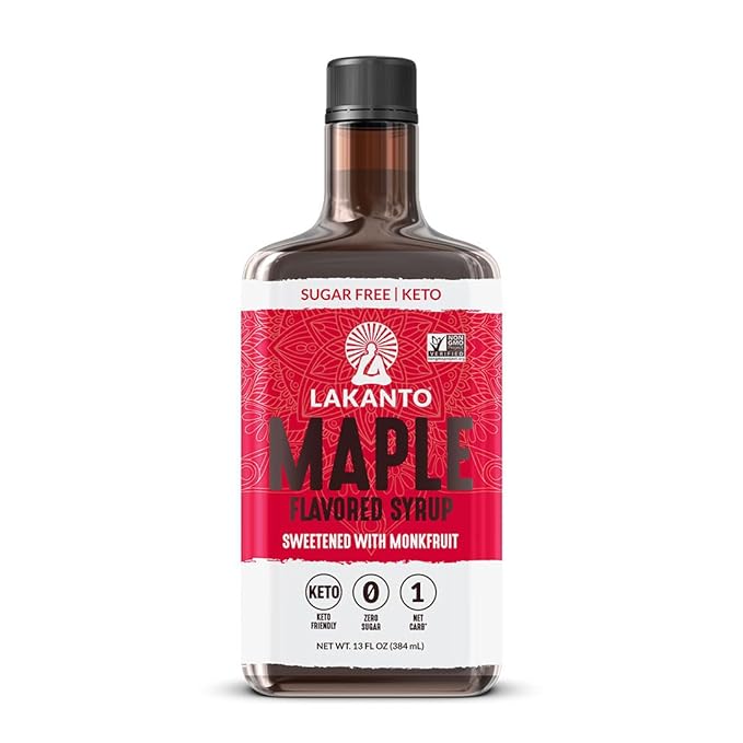 Lakanto Sugar Free Maple Syrup With Monk Fruit & Erythritol For Pancakes, Waffles, Oatmeal, Coffee, Tea, Granola, Frosting & Dressing, Zero Sugar, Keto, Vegan, Gluten Free, 1 G Net Carbs, 13 Fl Oz