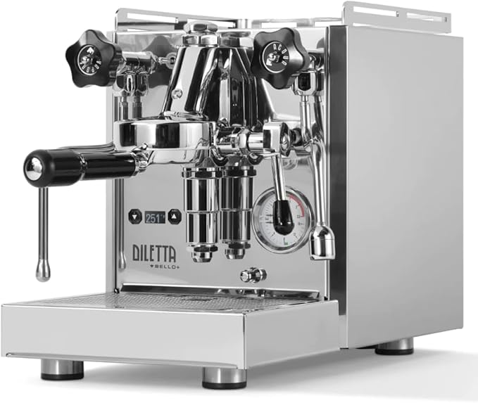 Diletta Bello+ Espresso Machine and Eureka Mignon Specialita Grinder Bundle (Stainless Steel)