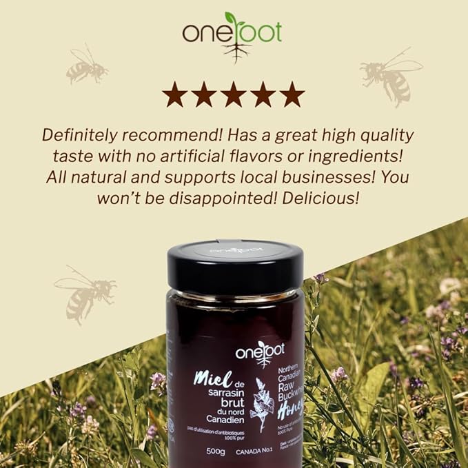 OneRoot Raw Buckwheat Honey - 500g/17.6oz, Unheated, Unfiltered and Unprocessed Natural Dark Honey, Rich in Antioxidants Pure Buckwheat