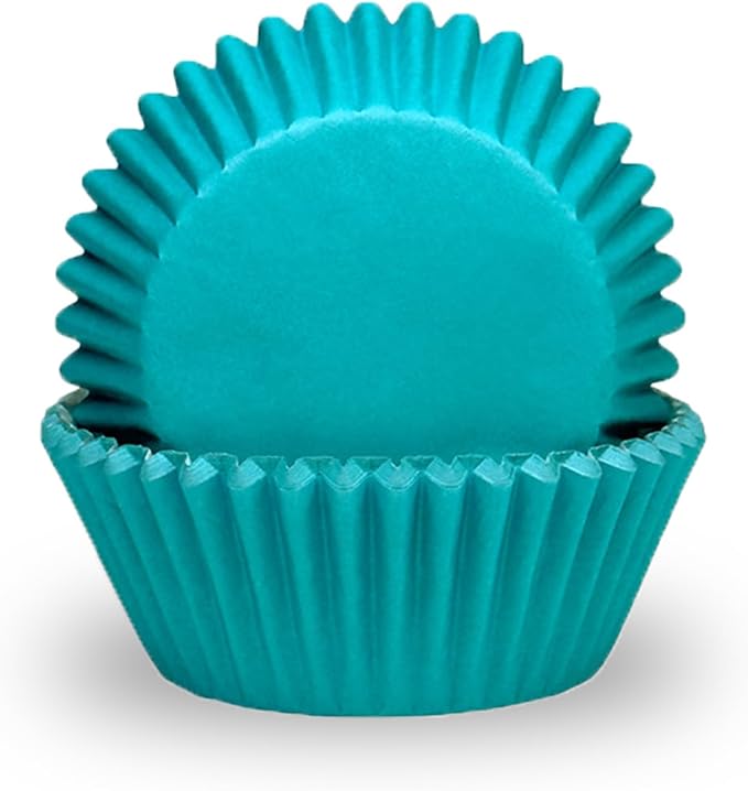 qiqee 300-Count Cupcake Liners Cupcake Cups Food Grade Solid Green Blue Color Cupcake Papers Baking Cups Cupcake Wrappers (Standard Size)