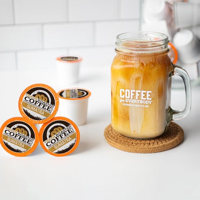 Fresh Roasted Coffee, Sumatra Mandheling |100% Single Origin | Medium Roast, 72 Pods for K Cup Brewers