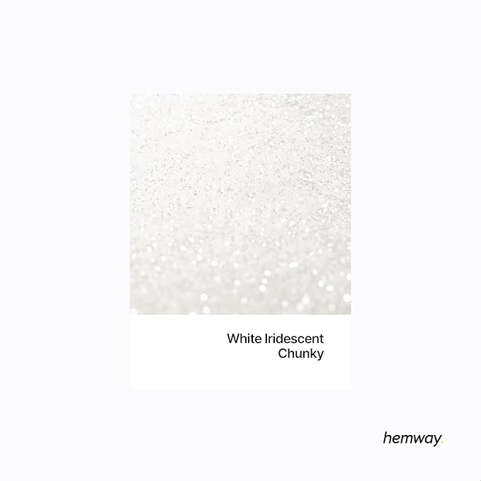 Hemway Premium Glitter Shaker - White Iridescent | 130g Chunky Metallic Flake Sequins for Resin & Epoxy Crafts | Craft Supplies for Tumblers, Festival, Art