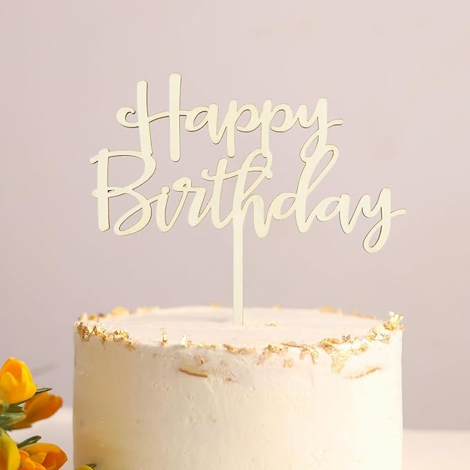 Wooden Happy Birthday Cake Toppers, Birthday Party Decoration Supplies, Premium Quality Decoration(Design 02)