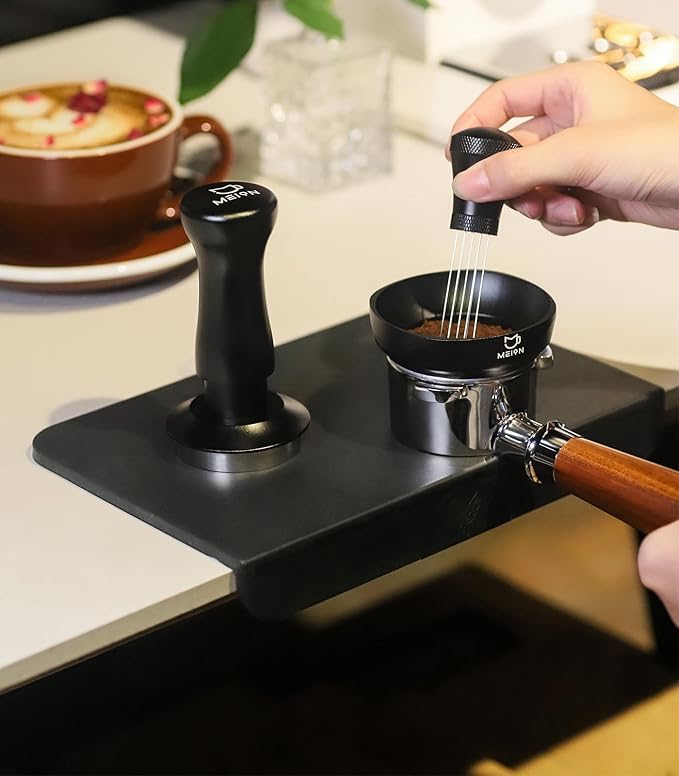 MEION Espresso Tamping mat, Coffee Espresso Tamper Mat, Food Grade Silicone Tamp Mat, Tamper Mat for Espresso Machine Espresso Accessories, Waterproof and Heat Resistant Espresso Mat