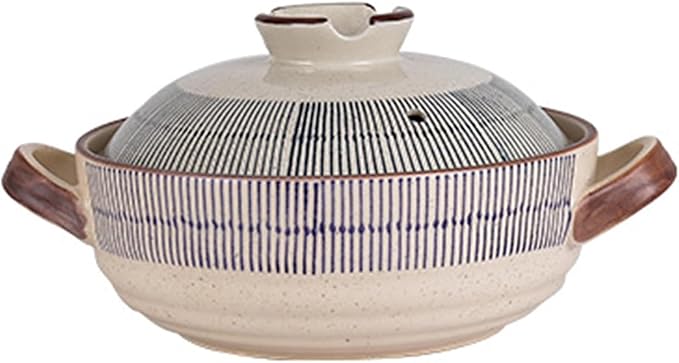 Ceramic Casserole Dish with Lid, Ceramic Cooking Pot Nonstick Earthenware Pot, Ceramic Stew Pot with Handle Round Ceramic Cookware for Stew Steam, Soup Bowl,2.3Quarts