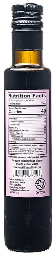 Blackberry Balsamic Vinegar - Gourmet Barrel Aged Infused Balsamic Vinegar - Great for Dressing Dipping Glazing - No Artificial Flavors or Added Sugar - Made in Texas (8.5 oz)