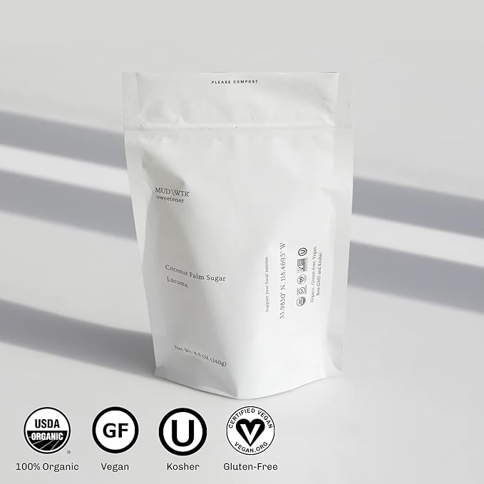 MUDWTR Coconut Sweetener | Organic Coconut Palm Sugar & Lúcuma Powder Mix | USDA Organic Natural Sweetener | Serve with MUDWTR, Coffee, Tea & Hot Drinks | Gluten Free, Vegan, Non-GMO | 30 Servings