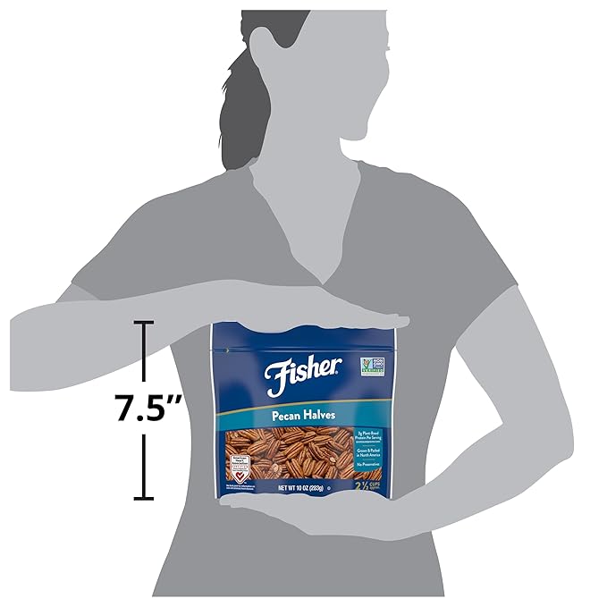 Fisher Chef's Naturals Pecan Halves 10 oz Resealable Bag, Unsalted Raw Nuts for Cooking, Baking & Snacking, Healthy Snacks for Adults, Vegan Protein, Keto Snack, Gluten Free Raw Pecans Halves