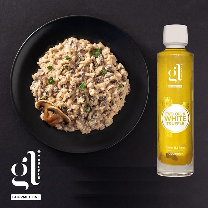 GL Truffle GOURMET LINE White Truffle Oil, Infused with Real Truffle Slice, Authentic, High Concentrated White Truffle Flavor, 100 ml (3.4 FL oz), Premium Quality, Product Of Italy