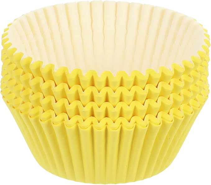 uxcell 100 Pcs Cupcake Liners, Muffins Paper Baking Cups Wrappers Standard Greaseproof for Baking Cupcake Wrapper, Yellow