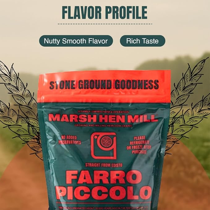 Marsh Hen Mill Farro Piccolo Semi Pearled Ancient Grains | Fast Cooking Farro Grain Organic | Ideal for Healthy Cooking or as a Nutrient-Rich Side | Certified Organic Einkorn Wheat - 24 Oz