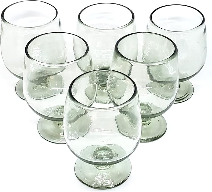 Clear 11 oz Large Cognac Glasses (set of 6), Recycled Glass, Lead-free, Toxin-Free (11 oz Large Cognac)