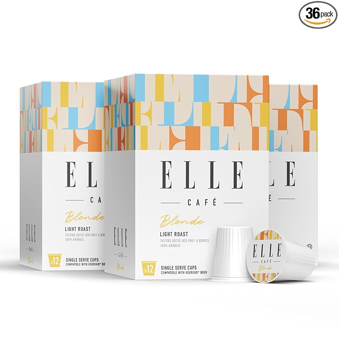 ELLE Café© Blonde Roast K-Cup Pods - 36 Count - 100% Arabica Coffee, Flavor Light Roast - Single-Serve Coffee Pods