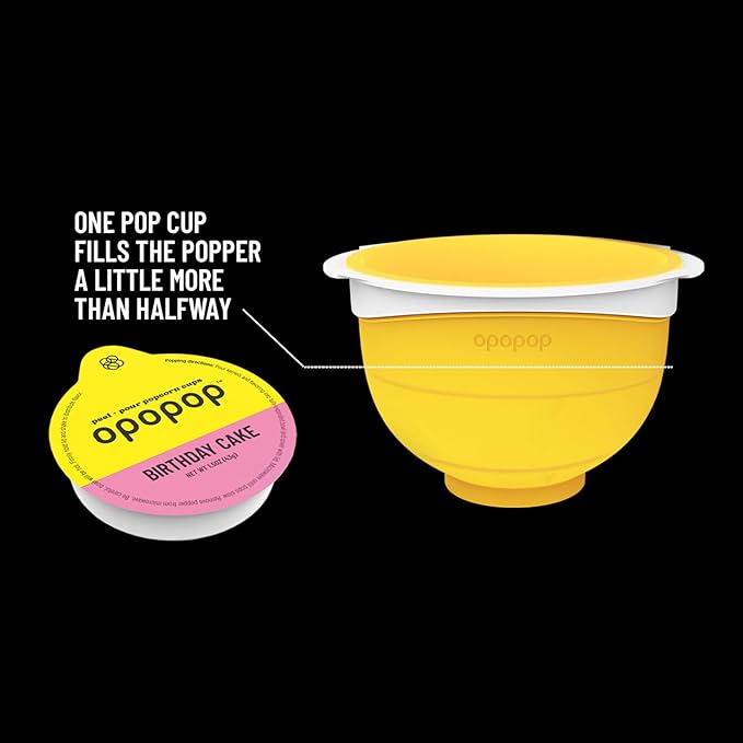 Opopop Microwave Popcorn - Pop Cups Birthday Cake 6-Pack, Non-GMO Gourmet Popcorn Kernels & Popcorn Flavoring, Gluten Free Snacks, Easy to Make and No Mess