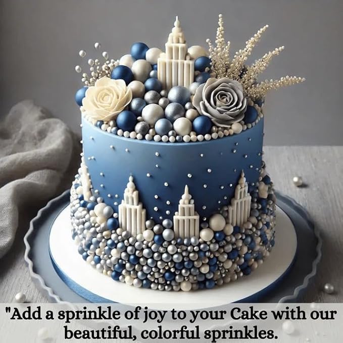 Confect Love Disco Balls Sprinkles Mix | Blue & Silver Pearl Dragees for Cake Decorating, Cupcakes, Cookies, Desserts ??Edible Metallic Sprinkle Toppings for Baking & Parties | Vegan, Gluten-Free, Nut-Free, Soy-Free, Dairy-Free, Palm Oil-Free- 4.2 Oz