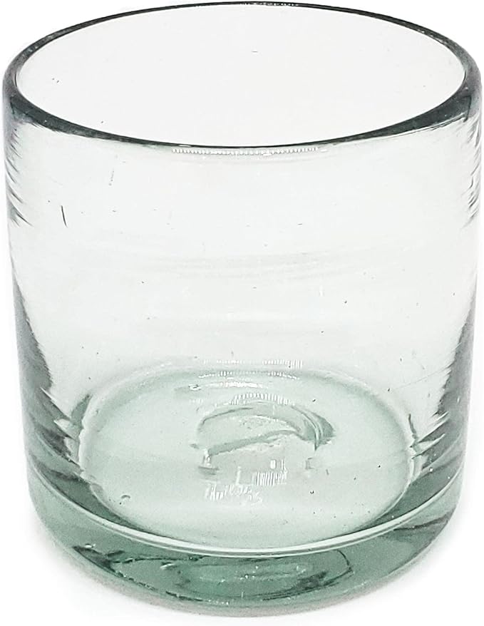 Clear Blown 8 oz DOF Rocks Glasses (set of 6) Mexican Handmade Glassware, Recycled Glass, Lead-free, Toxin-Free (DOF Rocks)