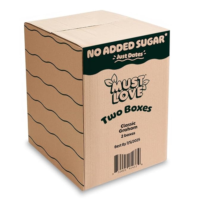 Must Love Classic Graham - No Added Sugar, Sweetened with Dates - Great for Pie Crust, Mini S'more, Cheese Boards - Simple Ingredients, Vegan, Plant-Based - Healthy Snacking for Family, 2 Pack x 5 oz