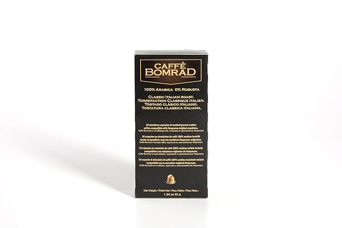 Caffè Bomrad 100% Arabica | 0% Robusta | 100% Made in Italy | 10 Aluminum Coffee Capsules