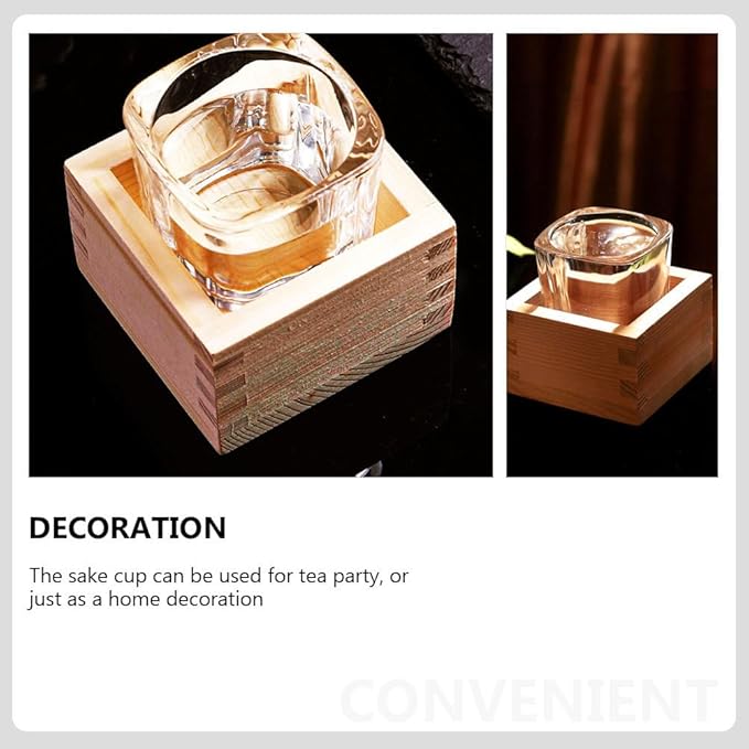 Sake Cup Wooden Box: Japanese Saki Cup Holder Box Square Drinkware Glasses Bottle Container for Storage Serving Sushi Party Accessory