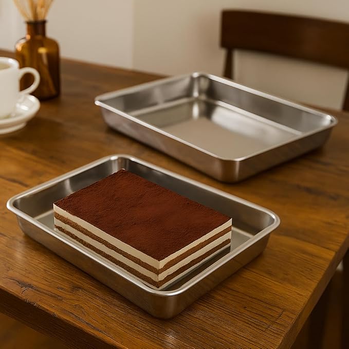 Old Tjikko Quarter Sheet Pan 16.2'' x 12.6'', 304 Stainless Steel Cookie Sheet Tray, Nonstick Baking Pan for Oven, Toaster, Cookie and Roasting, Dishwasher Safe & Rust Resistant