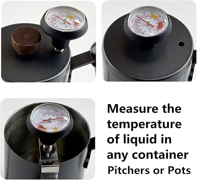 Milk Frothing Pitcher for Coffee, Barista Steaming Jug (21 Ounces with Thermometer Pen)