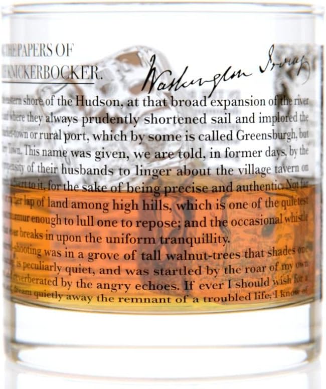 Well Told Classic Literature Rocks Glass - The Legend of Sleepy Hollow by Washington Irving - Old Fashioned Whiskey Glass Gift for Book Lovers (11 oz)