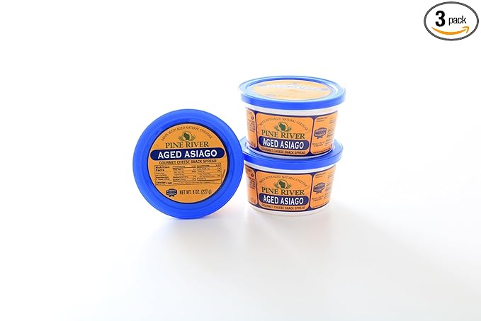 Pine River Cheese Spreads 3-Pack | (3) 8 oz Tubs | SHELF-STABLE Gourmet Wisconsin Pub Cheese Spread (Aged Asiago)