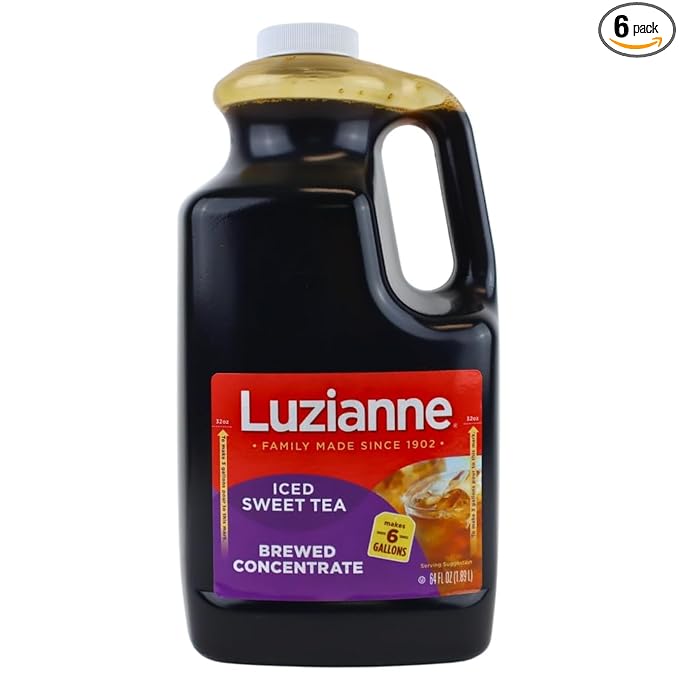 Luzianne Iced Tea Concentrate, Sweetened, Just Add Water, 64 Fl Oz Bottle (Pack of 6)