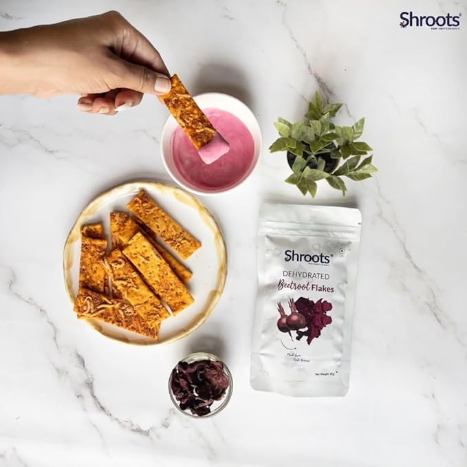 SHROOTS Organic Dried Beetroot Flakes ??Raw, Non-GMO, Natural Energy Boost, Vegan & Gluten-Free, Perfect for Smoothies, Baking & Juices, 1.59 oz, Pack of 1