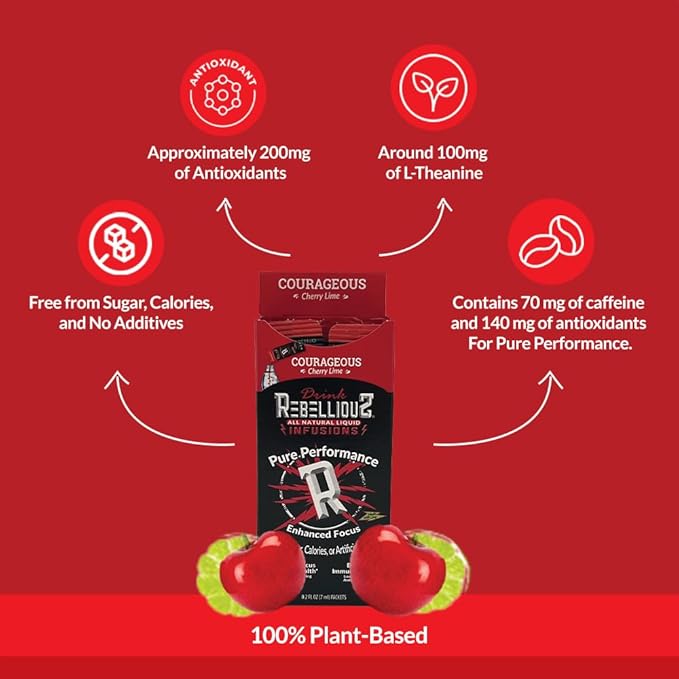 Rebellious Organic Energy Drink Mix Pure Performance Bundle (4 Pack Bundle, 10 Counts Each) ??0 Calories, Sugar Free, Loaded with Antioxidants, L-Theanine, and Natural Caffeine ??40 Counts