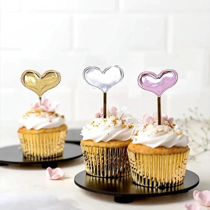 100Pcs Cupcake Toppers Heart Star and Crown Cupcake Toppers Mini Cake Toppers Colorful Cake Decorations DIY Dessert Fruits Picks Party Decorative Accessories (Mixed Color 1)