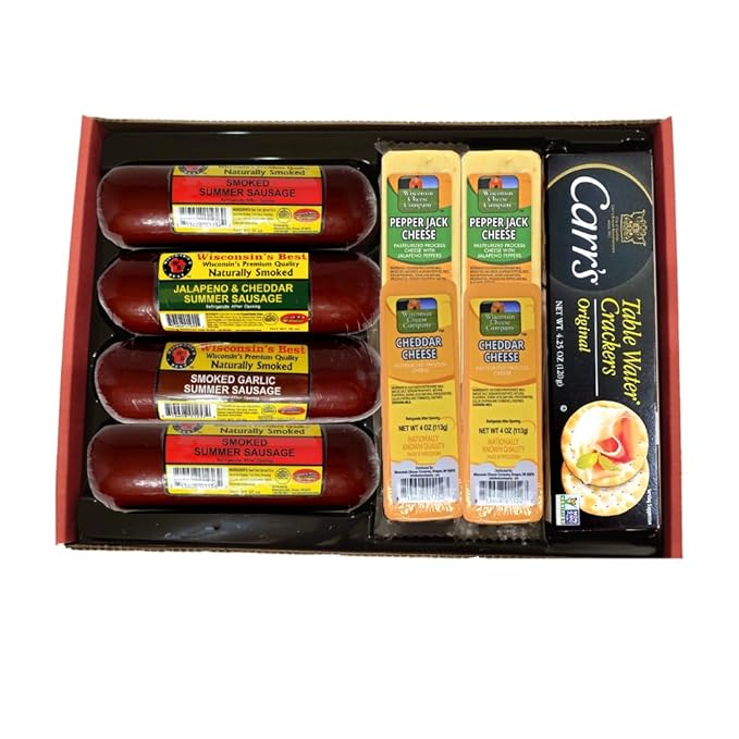 Wisconsin Cheese Company - Ultimate Mancave Gift Box - 100% Wisconsin Cheese, Sausage & Cracker Gift Box | Perfect for Parties, Charcuterie Boards and Birthday Gifts | Great Birthday Gift for Cheese Lovers