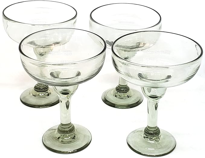 Clear Large 14 oz Margarita Glasses (set of 4), Recycled Glass, Lead-free, Toxin-Free
