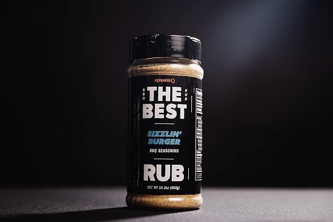 Kosmos Q The Best Sizzlin' Gourmet Burger Seasoning for Grilling - Hamburger Deluxe Seasoning for Ground Beef, Burger Patties, Meatloaf, Barbecue Brisket & Chili - Hamburger Rub (14.2 oz)