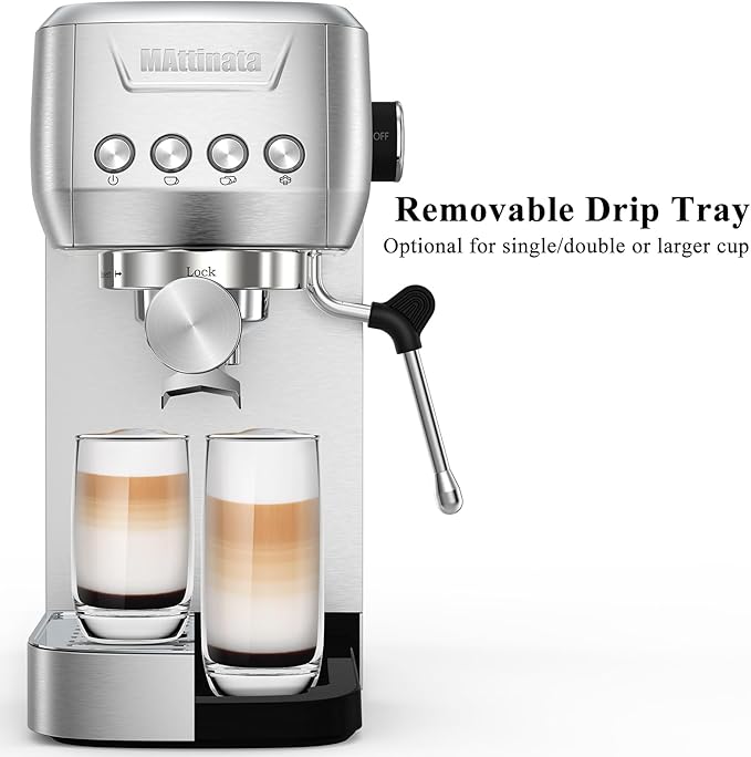 Espresso Coffee Machine, Compact Espresso Maker 20 Bar, Stainless Steel Cappuccino Machines With Steam Milk Frother For Home Barista, Office Mattino