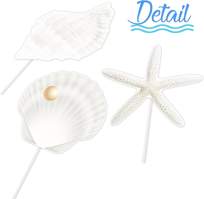 Starfish Sea Shell Cupcake Toppers 24PCS Coastal Beach Cake Decorations Seashell Starfish Cupcake Picks Ocean Nautical Party Decorations for Summer Theme Under The Sea Baby Shower Supplies