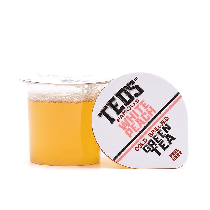 Ted's Tea by Java House - Single Serve Liquid Concentrate Pods - Peel and Pour - White Peach Green Tea - Case of 48