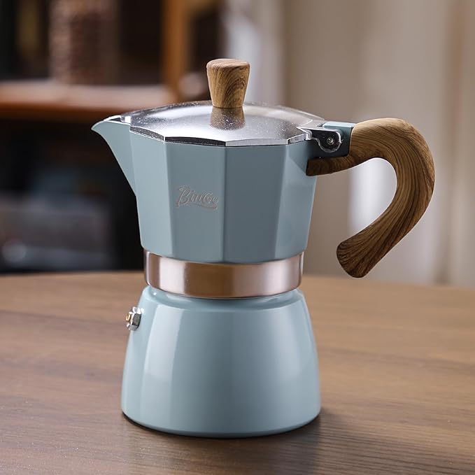 Espresso Maker Stovetop,Camping Moka Pot 2 Cup/120ML,Stove Top Espresso Italian Coffee Maker,Easy to Use (Blue)