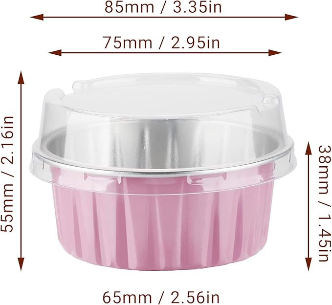 EUSOAR Disposable Foil Ramekins with Lids, 30pcs 5oz 125ml Aluminum Foil Muffin Liners Cupcake Baking Cups, Mini Pie Pans with Lids, Disposable Foil Baking Cups Containers for Creme Brulee or Cupcake