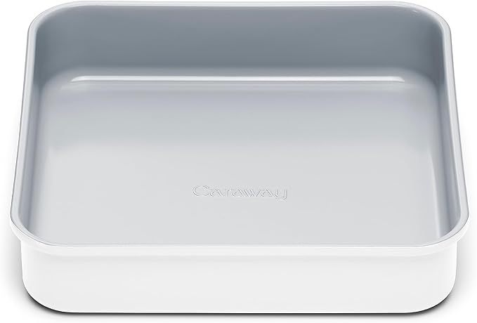 Caraway Non-Stick Ceramic 9??Square Pan - Naturally Slick Ceramic Coating - Non-Toxic, PTFE & PFOA Free - Perfect for Brownies, Lemon Bars, Cakes, & More - White